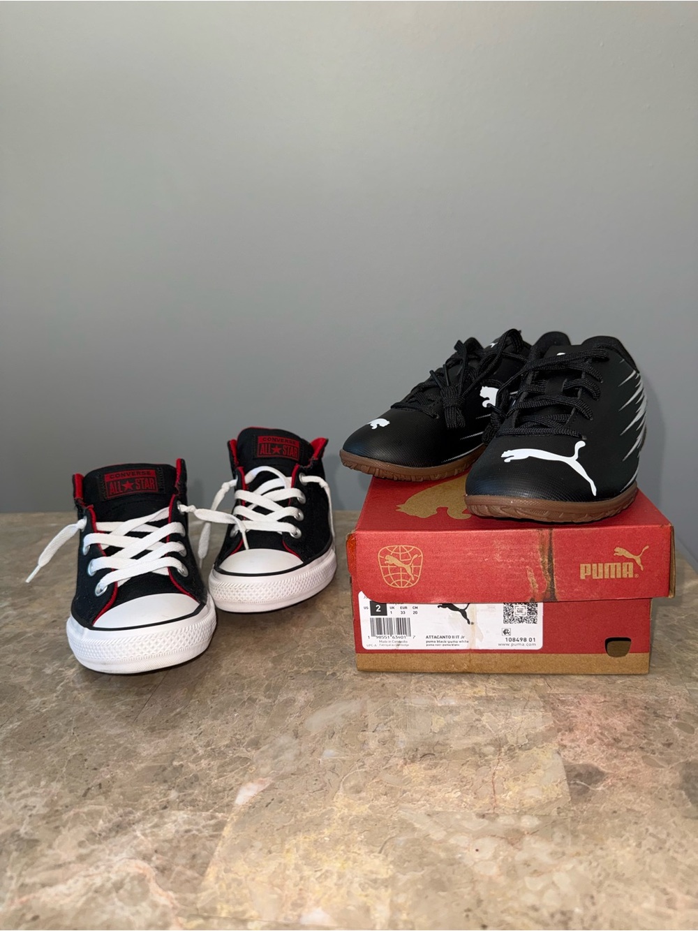Size 2 youth boy shoes, converse like new & puma NEW